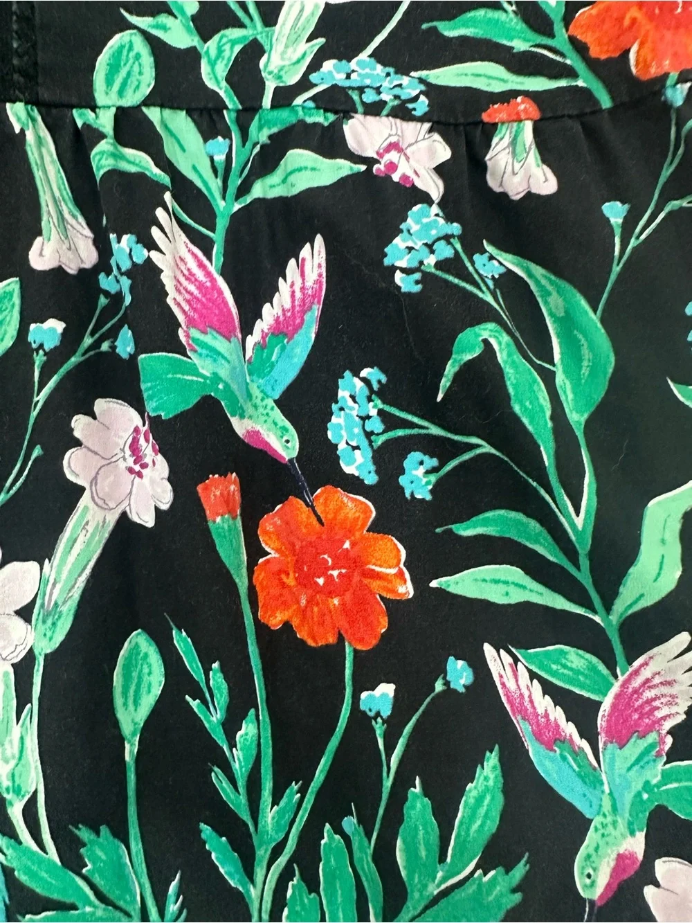 Kate Spade Black Sleeveless Floral Peplum Top size Medium